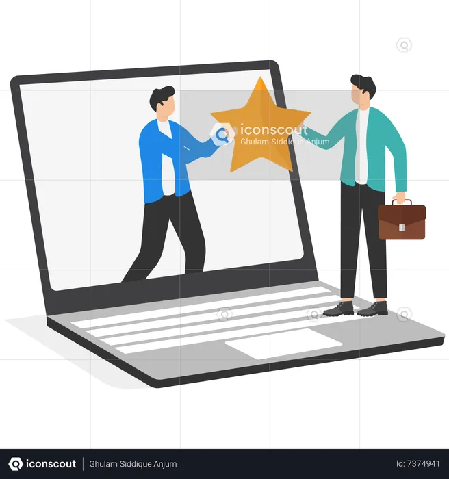 Man giving online star rating  Illustration