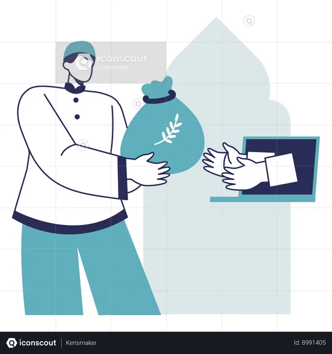 Man giving Online Zakat  Illustration