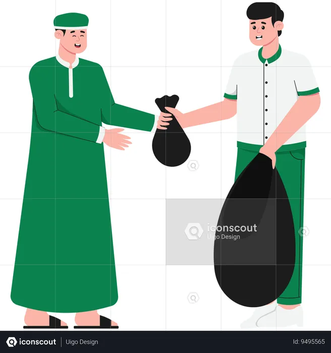 Man Giving Sacrificial Meat  Illustration