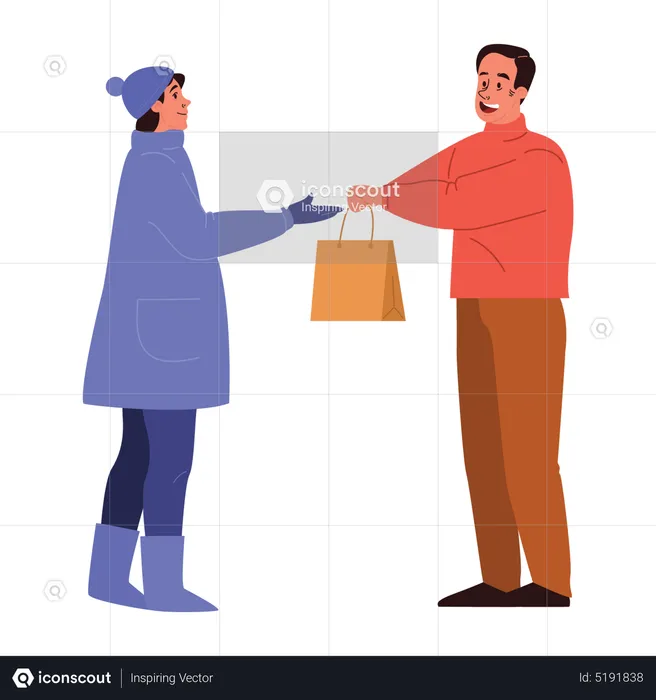 Man giving shopping bag  Illustration