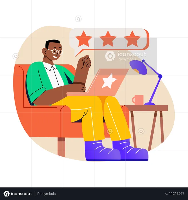 Man Giving Shopping Feedback  Illustration