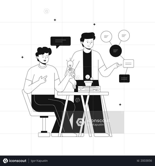 Man giving suggestion for company growth  Illustration