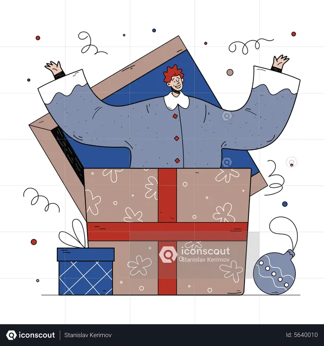 Man giving surprise out of box  Illustration