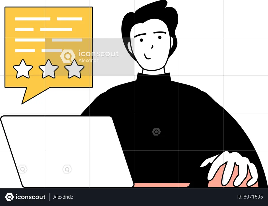 Man giving three stars  Illustration