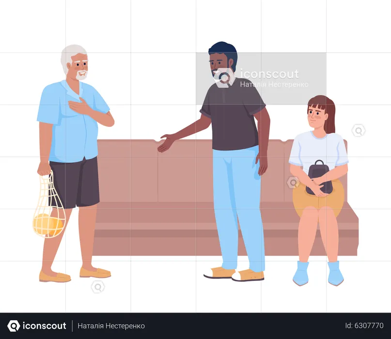 Man giving up seat to elderly citizen  Illustration