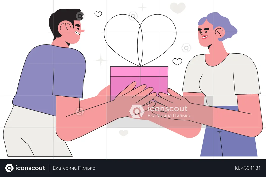 Man giving valentine gift  Illustration