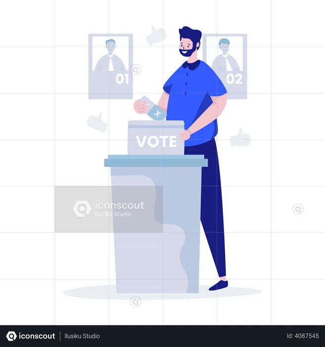 Man giving vote  Illustration