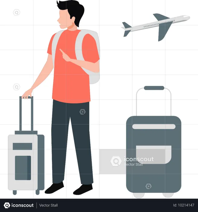 Man going business trip  Illustration