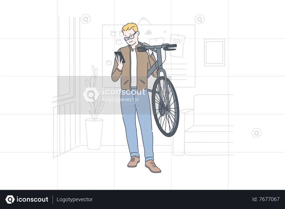 Man going for cycling  Illustration