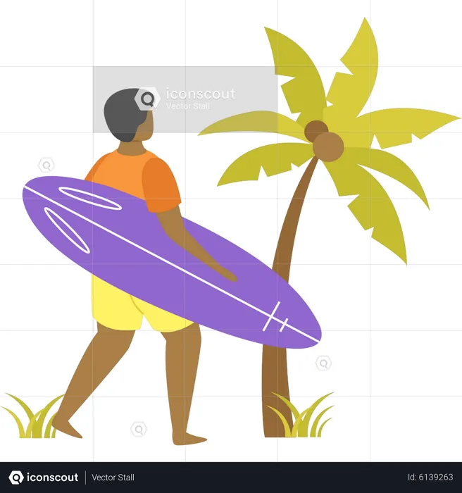 Man going for surfing  Illustration