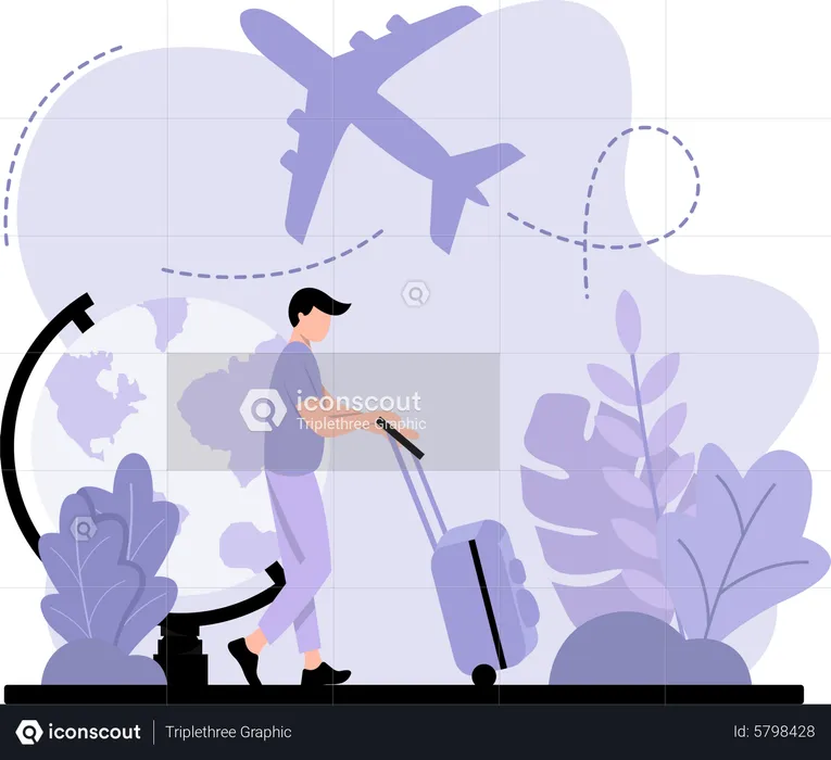 Man going international trip  Illustration