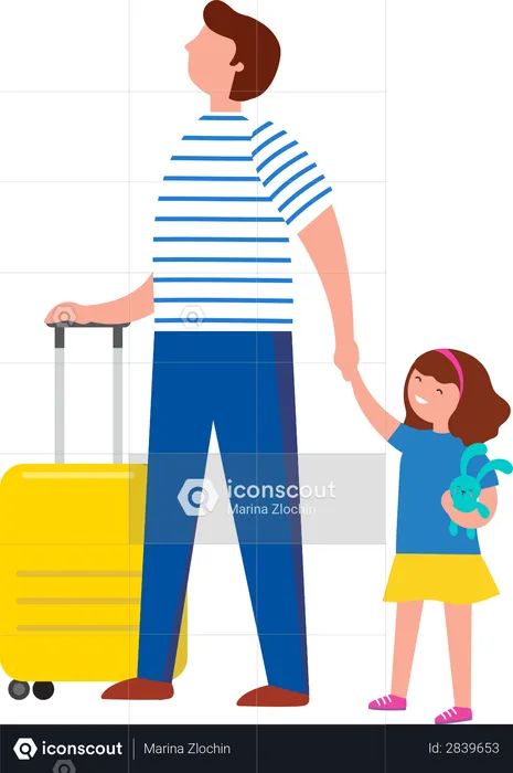 Man going on tour with his daughter  Illustration