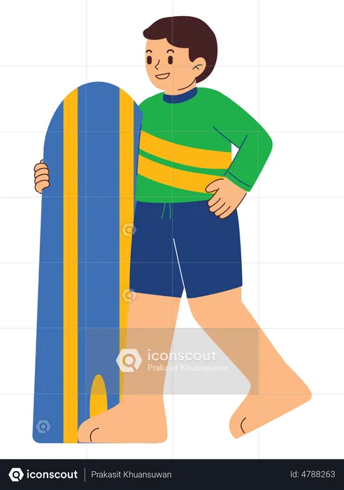 Man Going Surfing  Illustration