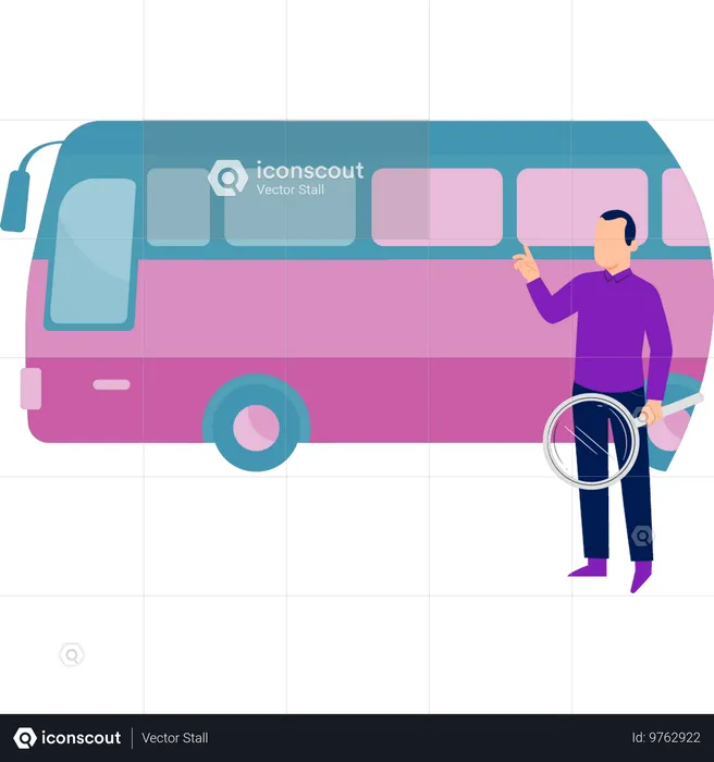 Man going to check bus  Illustration