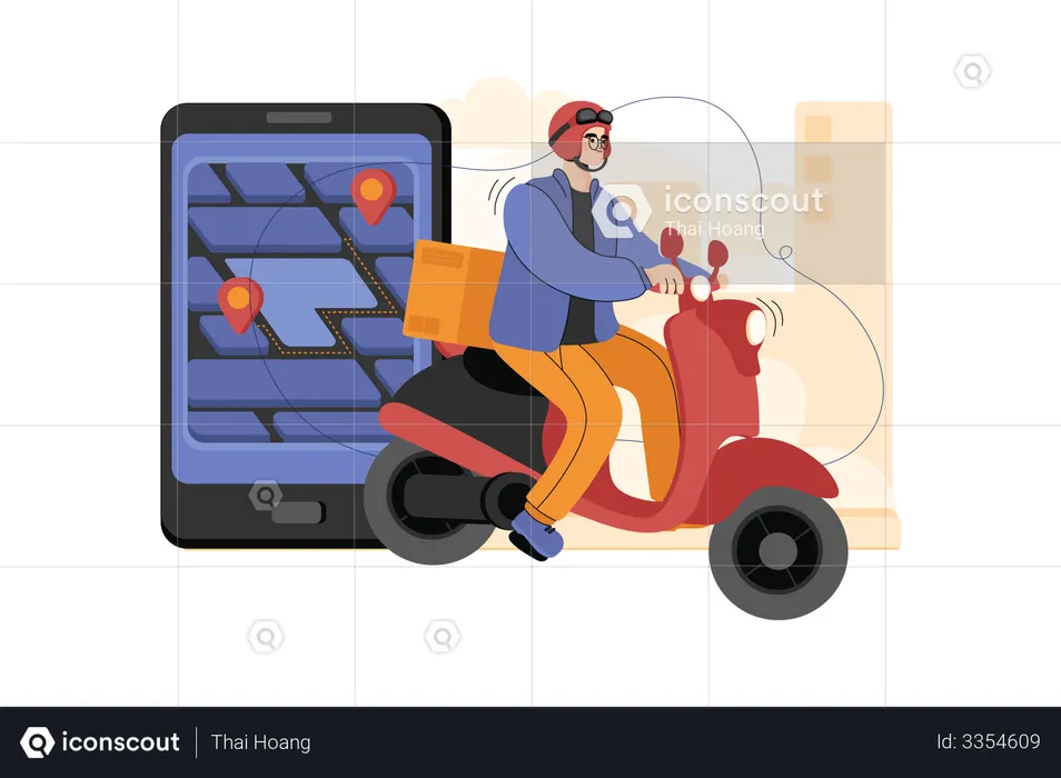 Man going to deliver package  Illustration
