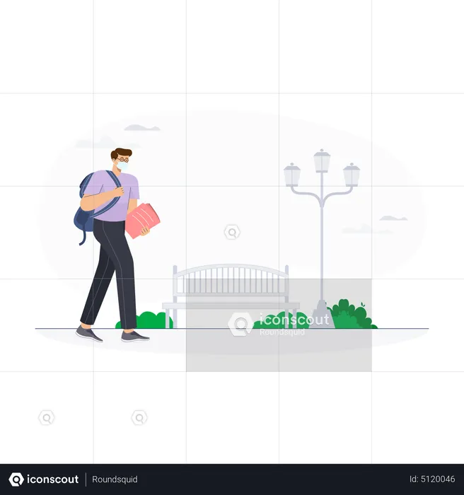 Man going to work during covid breakout  Illustration