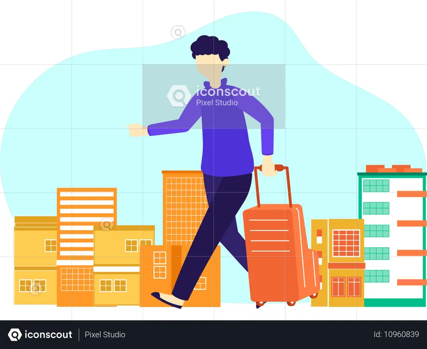 Man Going Vacation  Illustration