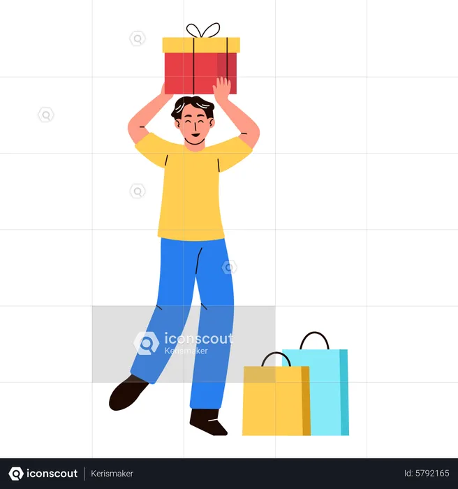 Man got shopping reward  Illustration