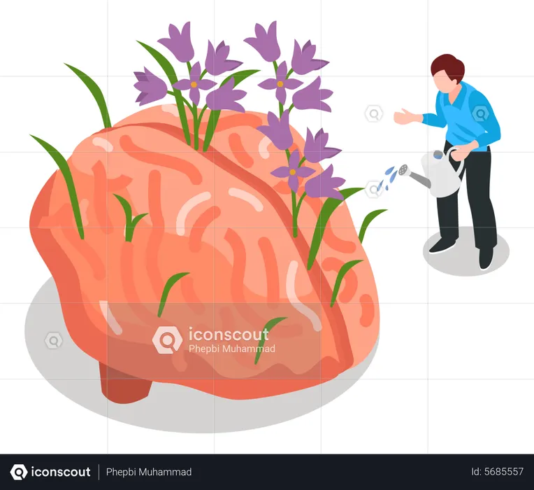 Man growing healthiness on mind  Illustration