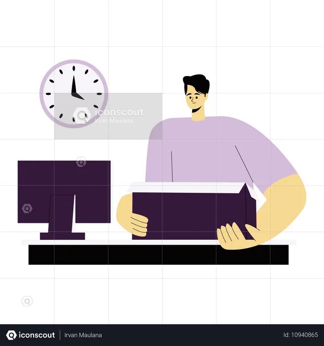 Man handling work from home  Illustration