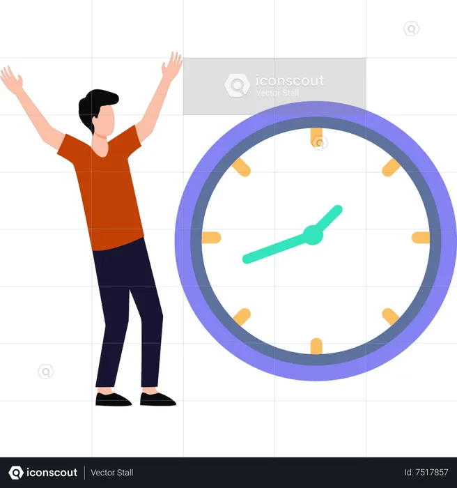 Man happy to see time  Illustration