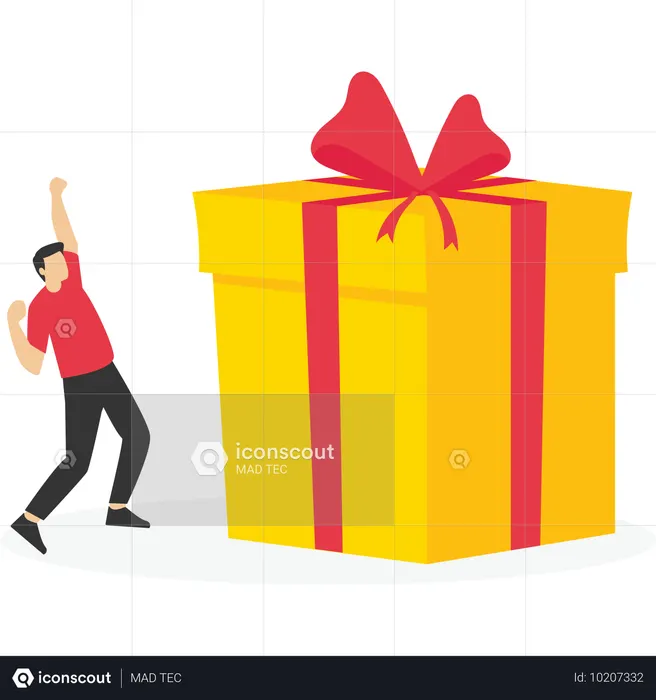 Man happy while getting referral rewards  Illustration