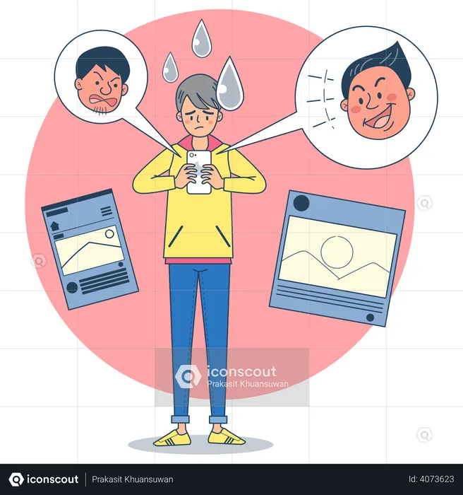 Man having an argument on social media  Illustration