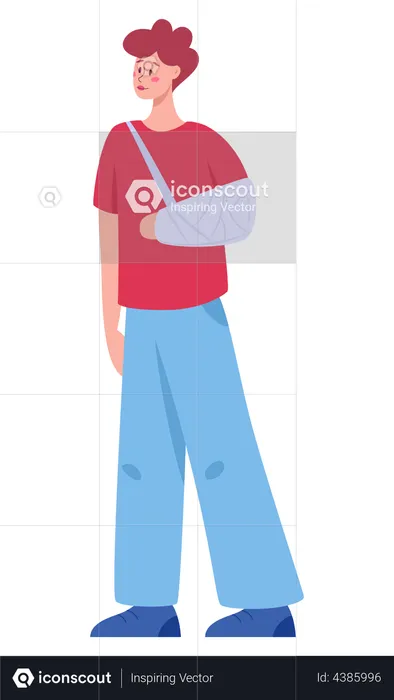 Man having bandage on arm  Illustration
