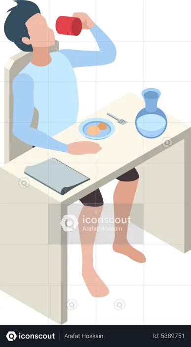 Man having breakfast  Illustration