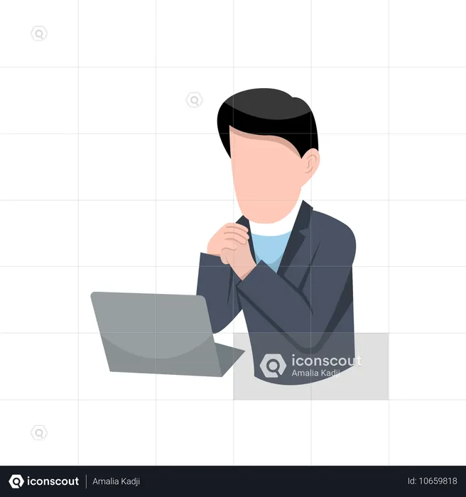 Man having business meeting on laptop  Illustration