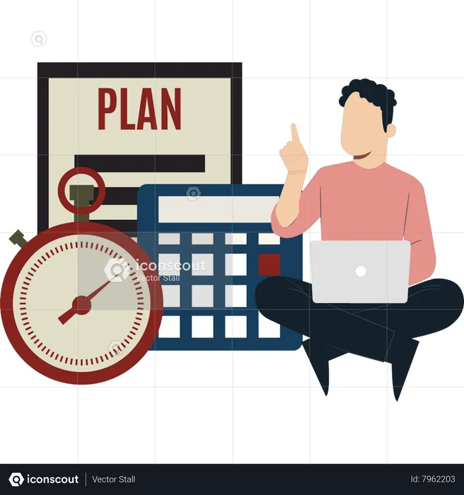 Man having business plan  Illustration