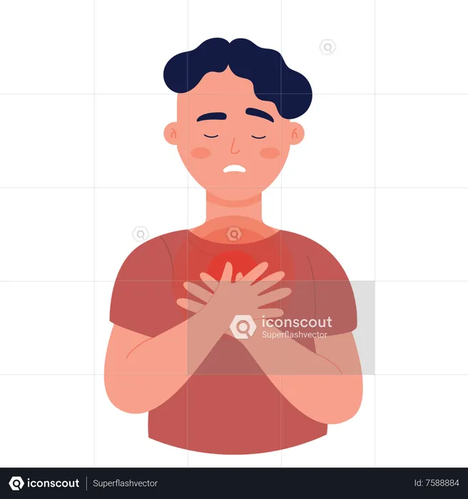 Man having chest pain  Illustration
