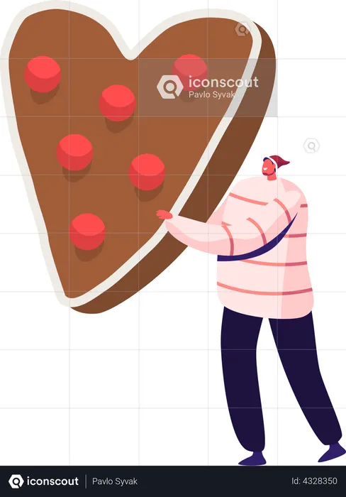 Man having Christmas gingerbread cookie  Illustration