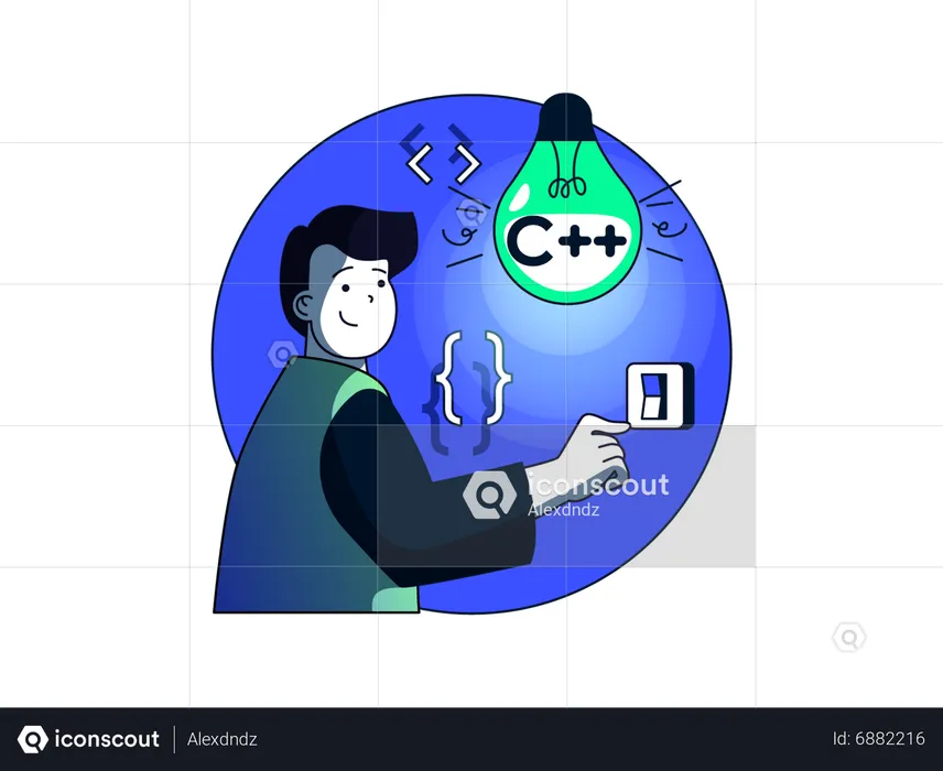 Man having coding idea  Illustration