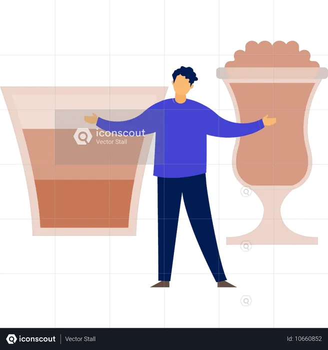 コーヒーを飲む男性  イラスト