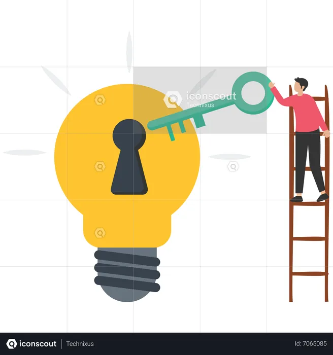 Man having creative idea key for success  Illustration