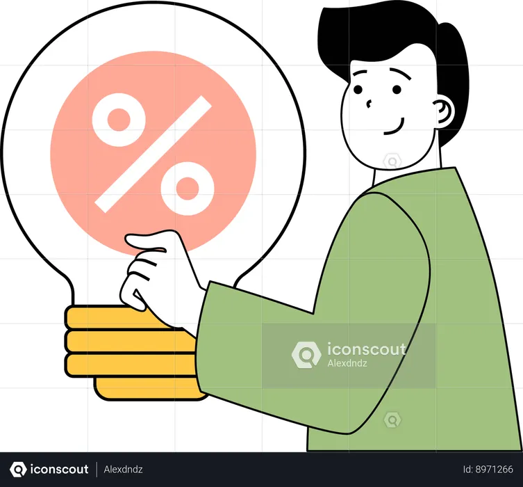 Man having discount idea  Illustration