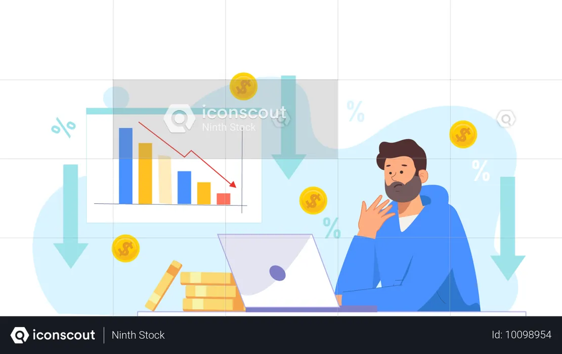 Man having Financial crisis  Illustration