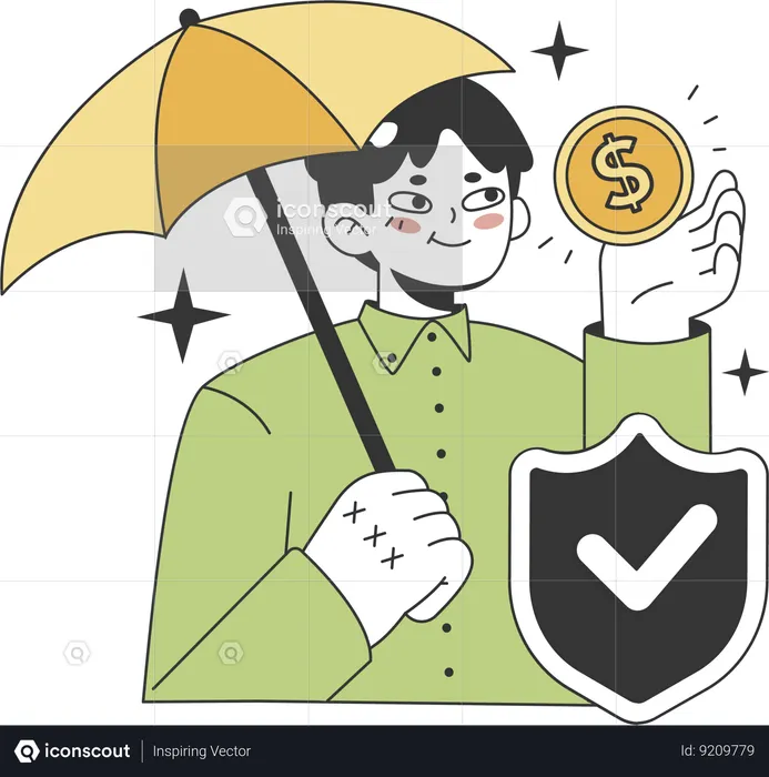 Man having financial insurance  Illustration
