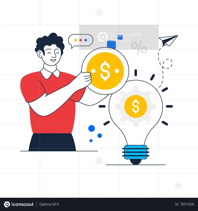 Man having idea for Making Money  Illustration