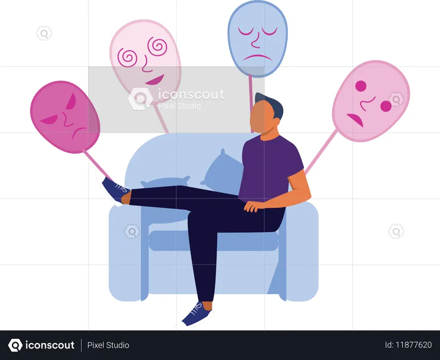 Man having identity issue  Illustration