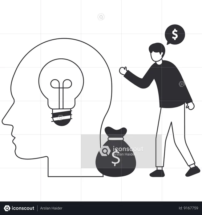 Man having Intellectual capital idea  Illustration