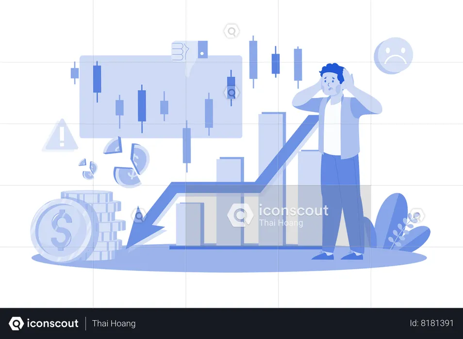 Man having loss in the stock market  Illustration