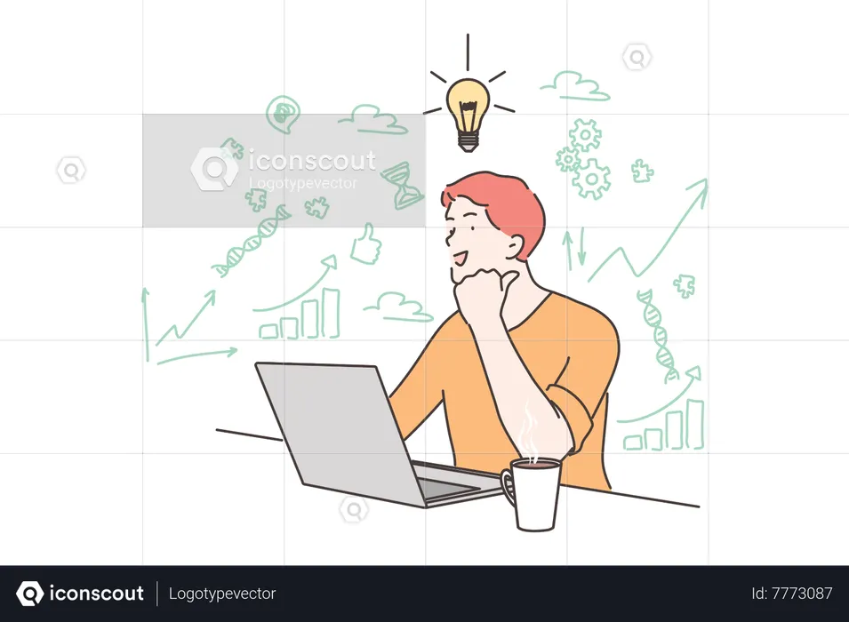 Man having new idea for business analysis  Illustration