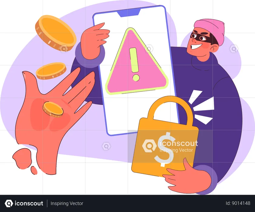 Man having online money alert  Illustration