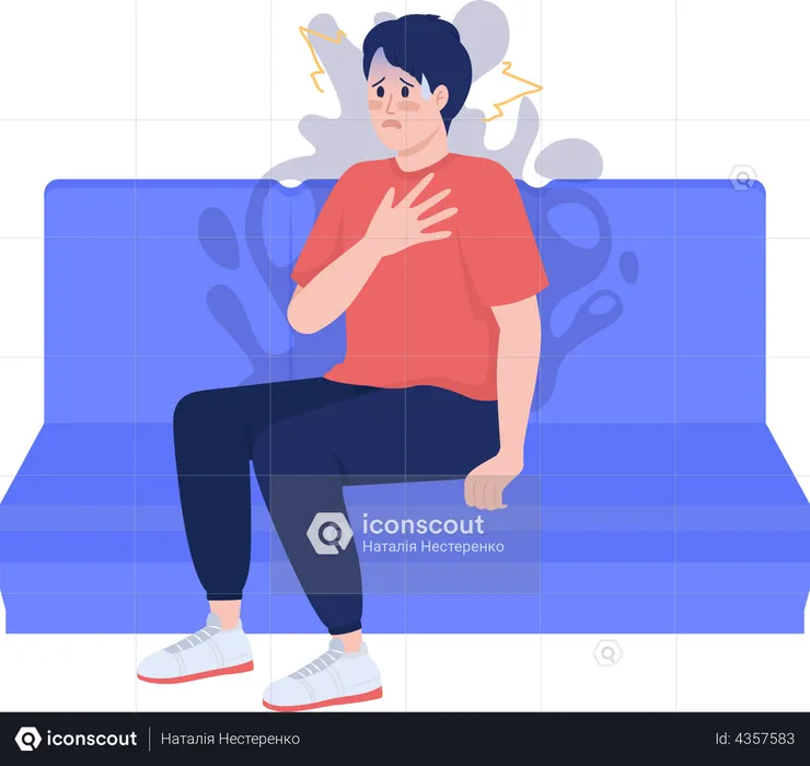 Man having panic attack  Illustration