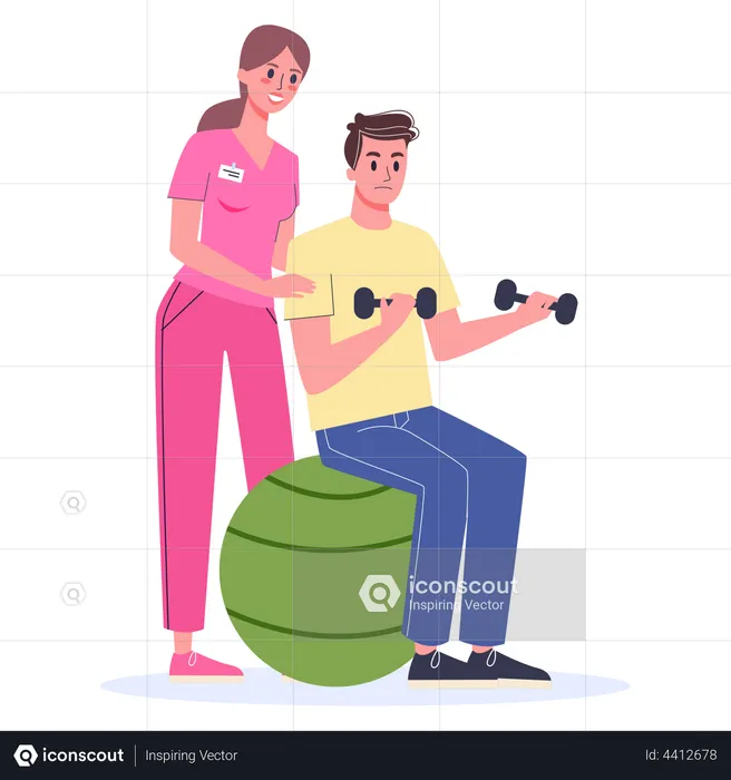 Man having physiotherapy  Illustration