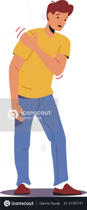 Man having problem with arms  Illustration