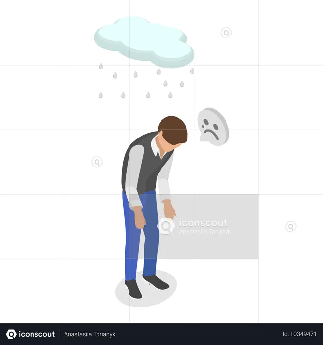 Man having Sad And Happy Mood  Illustration