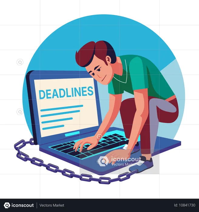 Man having stress for business deadline  Illustration